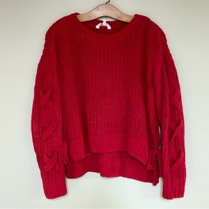 Braided Sleeve Crotchet Sweater